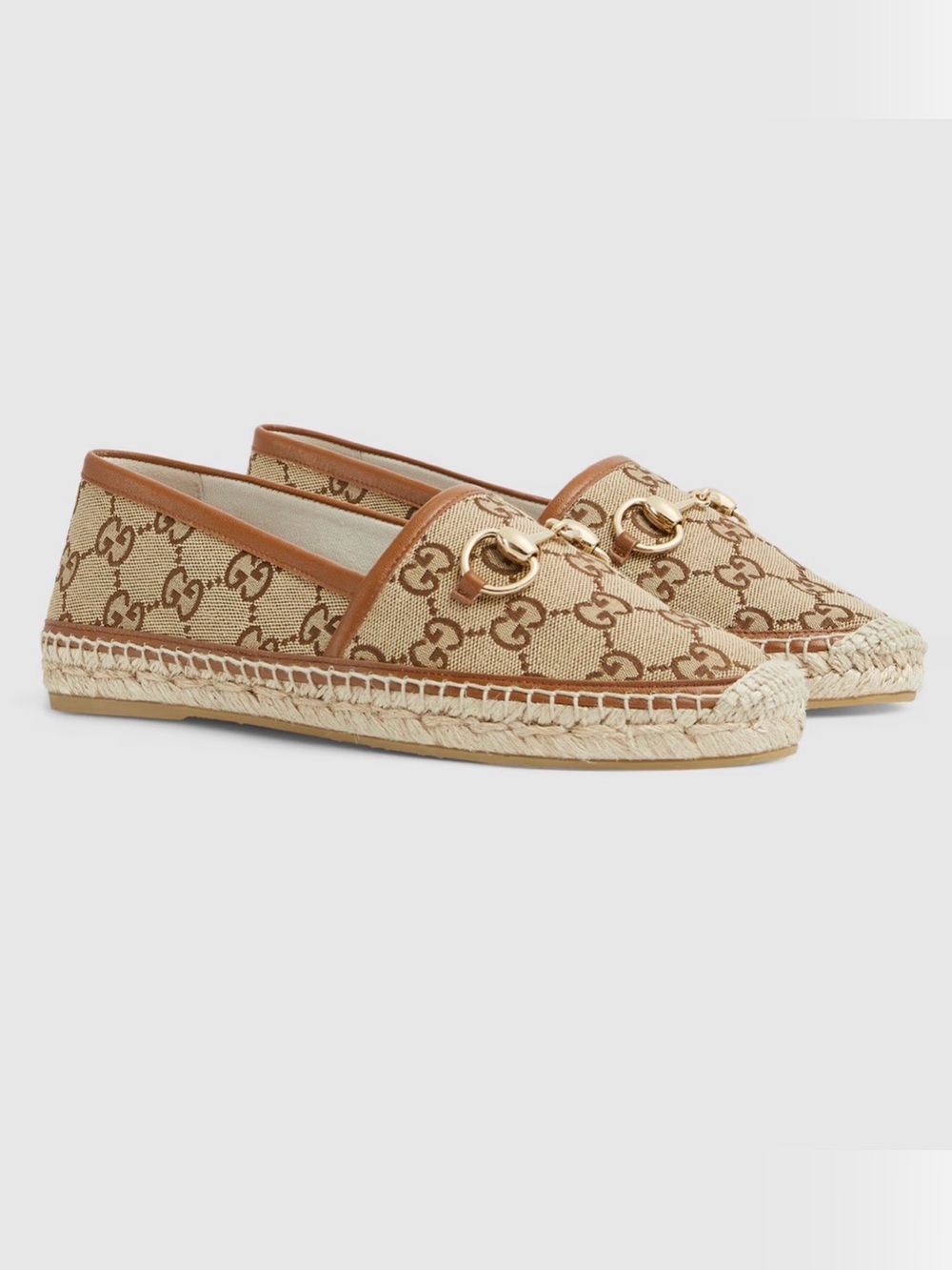 New Gucci Womens Espadrilles Brown Camel GG Canvas Size 38 - Picture 1 of 13